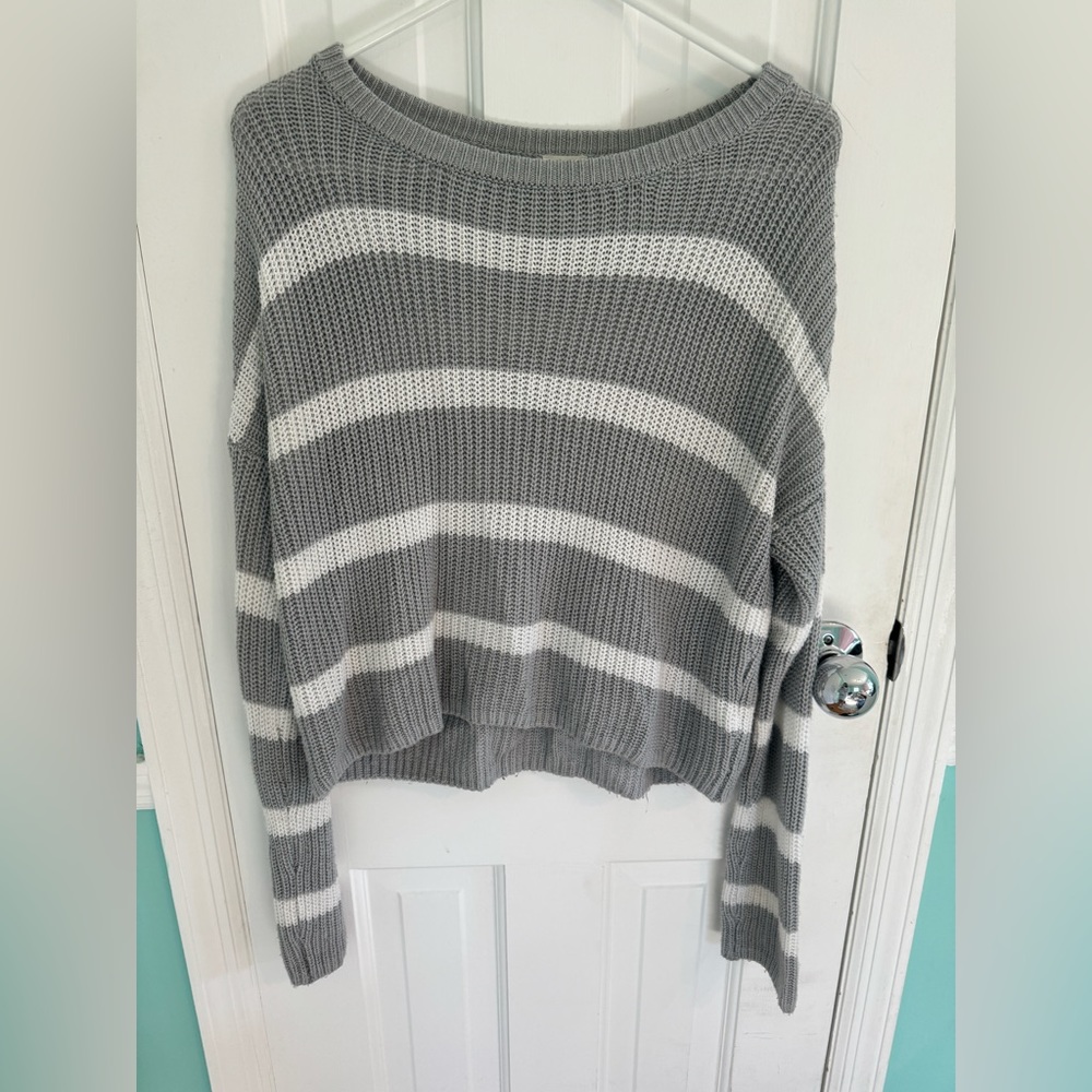 Garage Grey & White Striped Sweater S